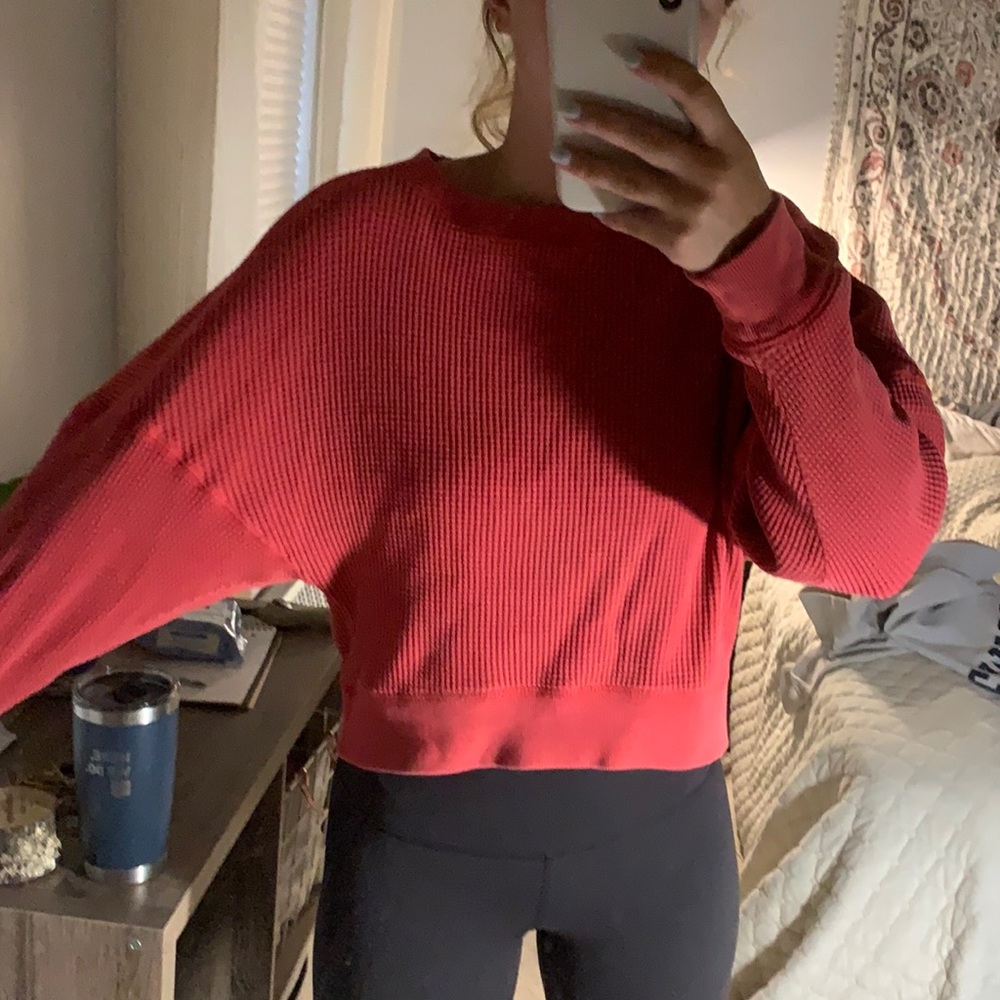 Red Waffle Knit sweater